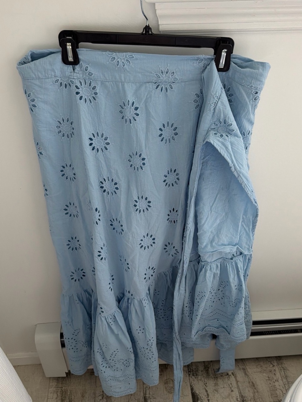 Roller Rabbit Light Blue Eyelet Maxi Skirt with Ruffle Hem